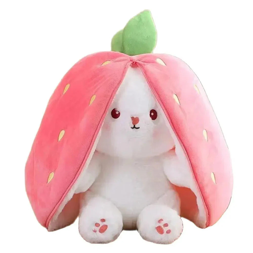BowLift | Fluffy Strawberry Carrot Bunny Zip Up Plushie