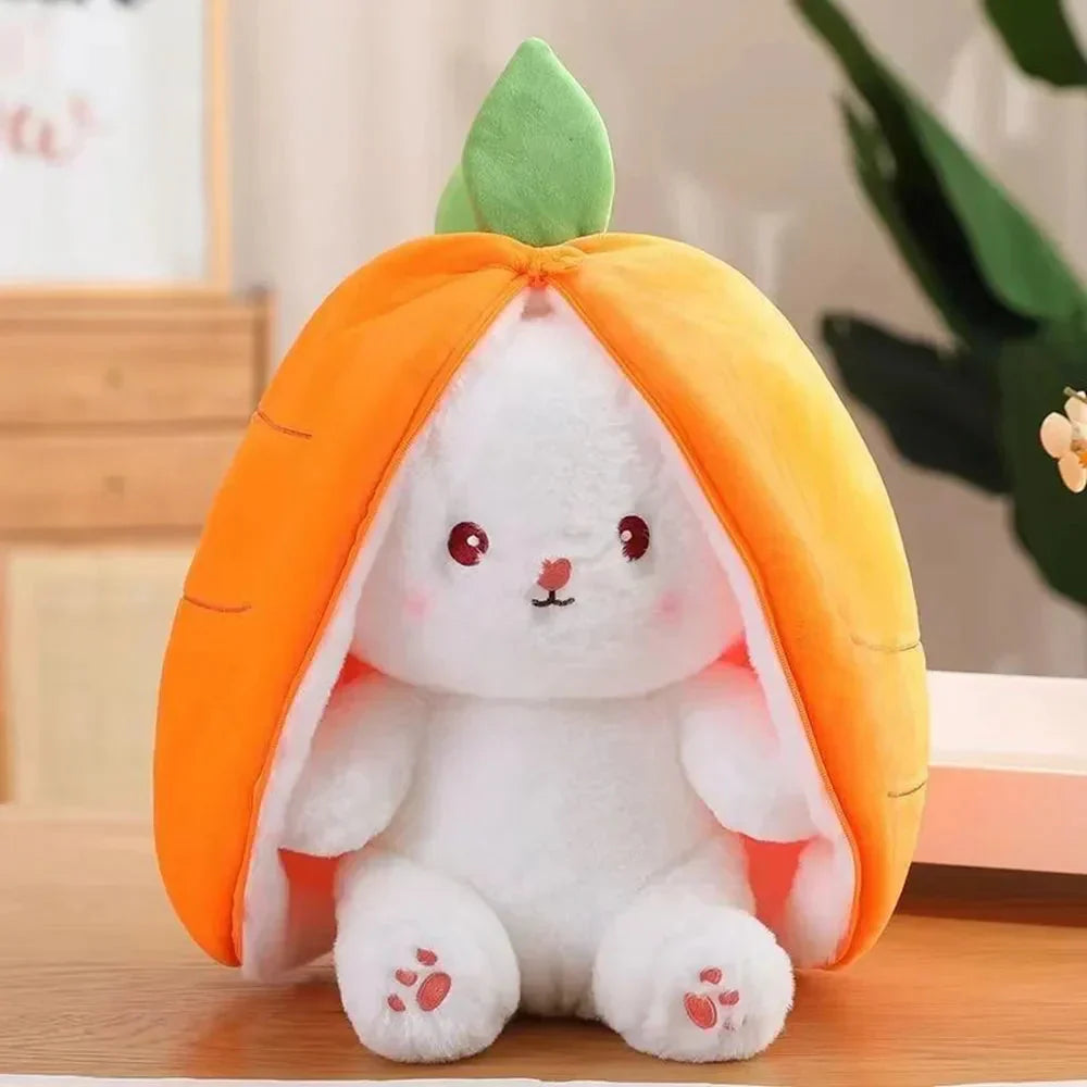 BowLift | Fluffy Strawberry Carrot Bunny Zip Up Plushie