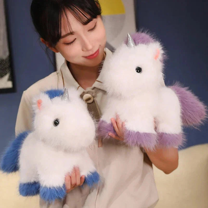 BowLift | Fluffy White Blue Purple Chibi Unicorn Plushie