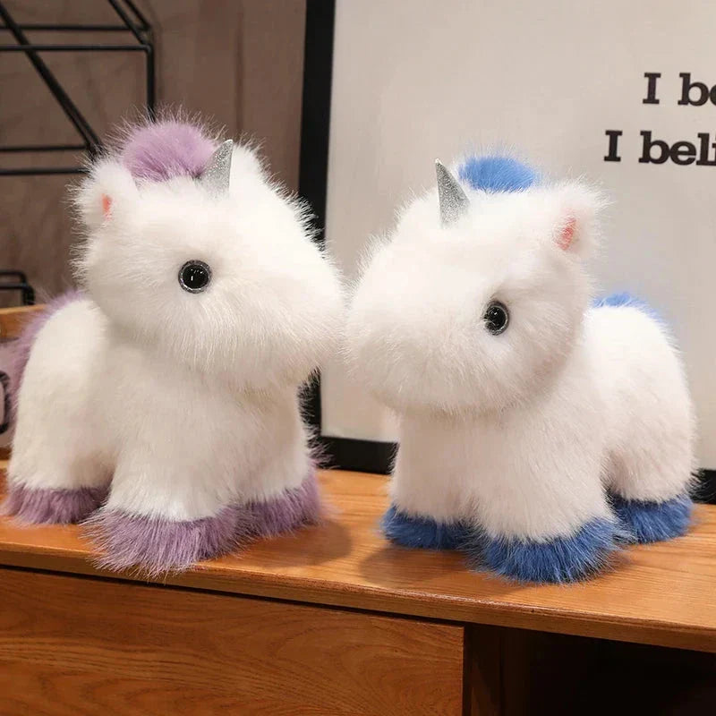 BowLift | Fluffy White Blue Purple Chibi Unicorn Plushie