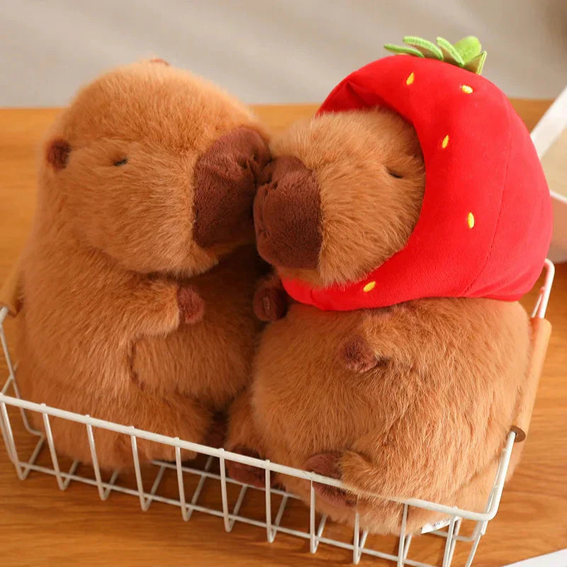BowLift | Kawaii Capybara with Strawberry Hat Plushie