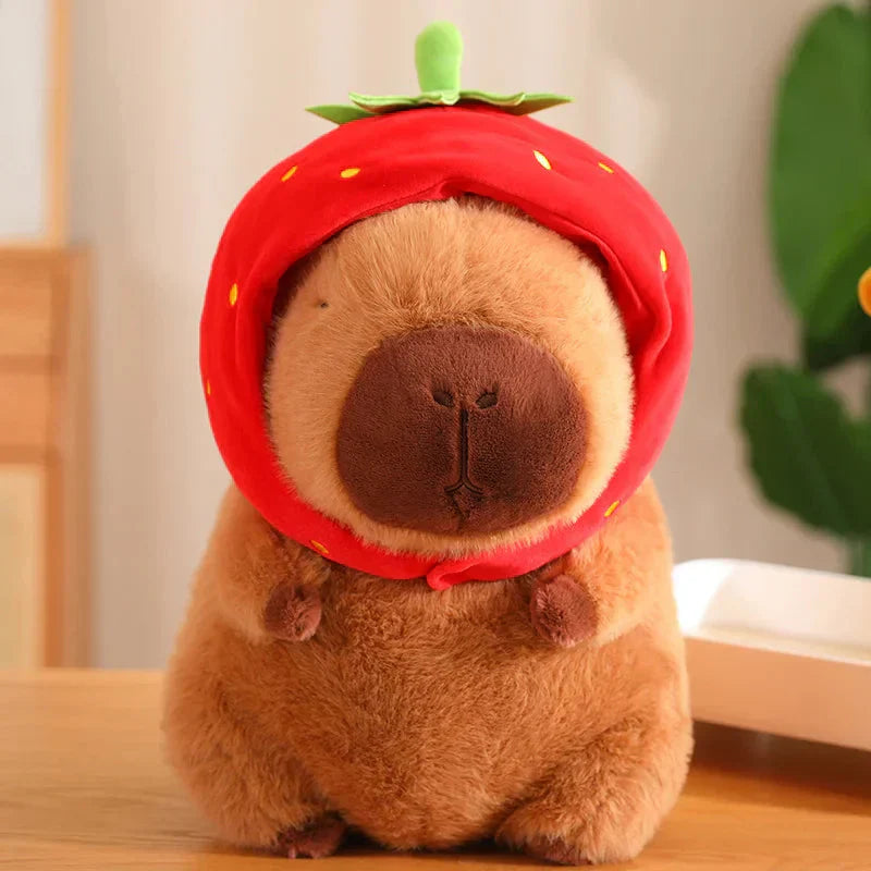 BowLift | Kawaii Capybara with Strawberry Hat Plushie