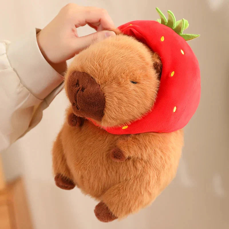 BowLift | Kawaii Capybara with Strawberry Hat Plushie