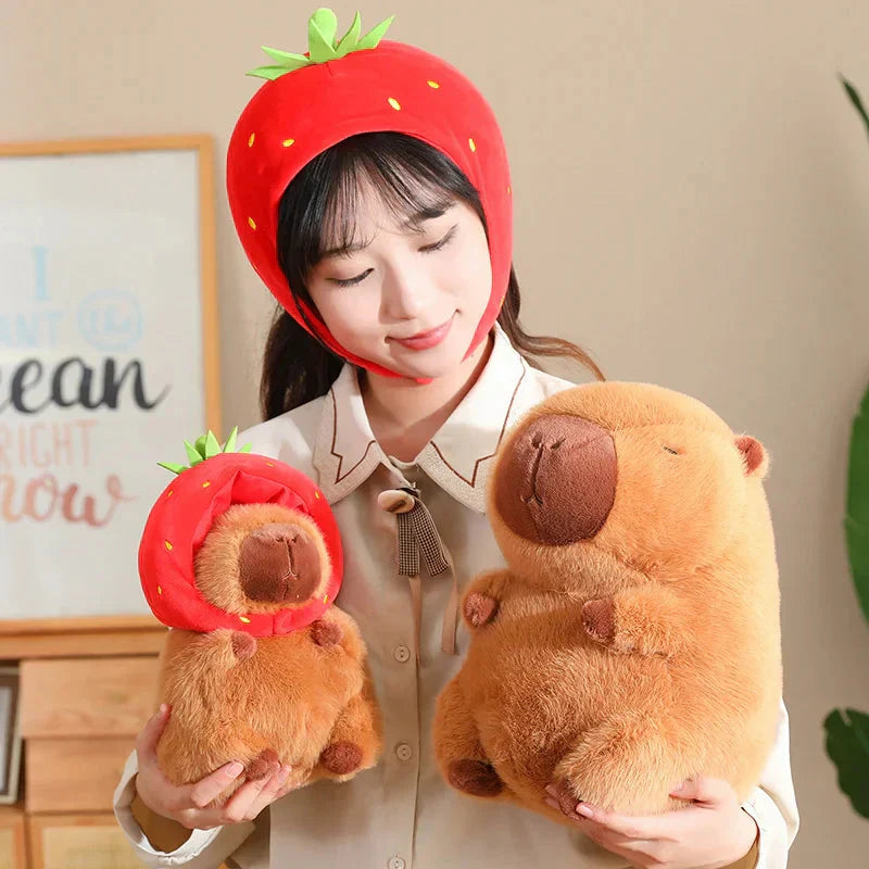 BowLift | Kawaii Capybara with Strawberry Hat Plushie