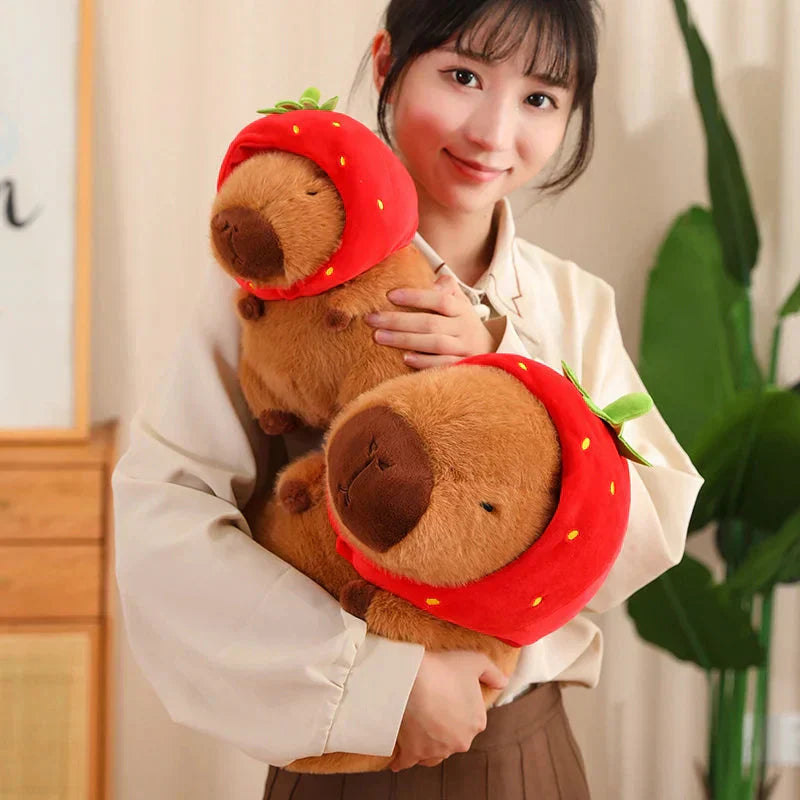 BowLift | Kawaii Capybara with Strawberry Hat Plushie