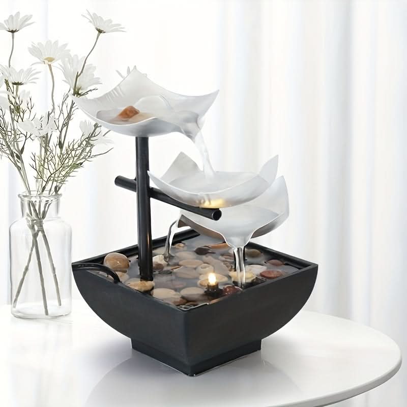 BowLift | Glow LED Leaf Fountain – Modern Indoor Water Feature