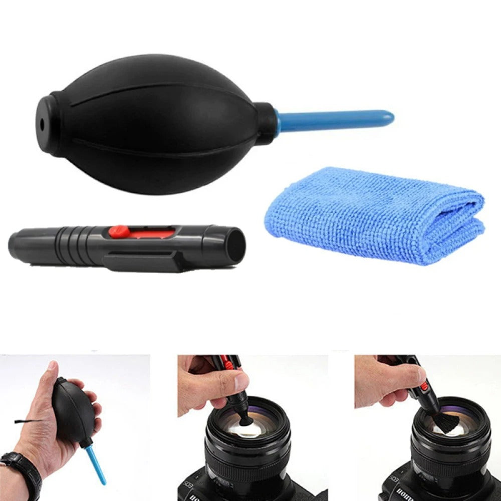 BowLift | 3 in 1 Portable Camera Clean Kit Lens Cleaning Cleaner Dust Pen Blower Cloth Kit for Camera, Videos, Lenses, CCD