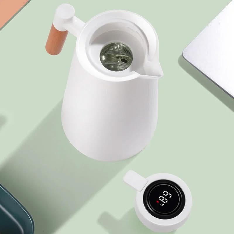 BowLift | Insulated Glass Thermo Jug – Temperature Display & Wood Handle