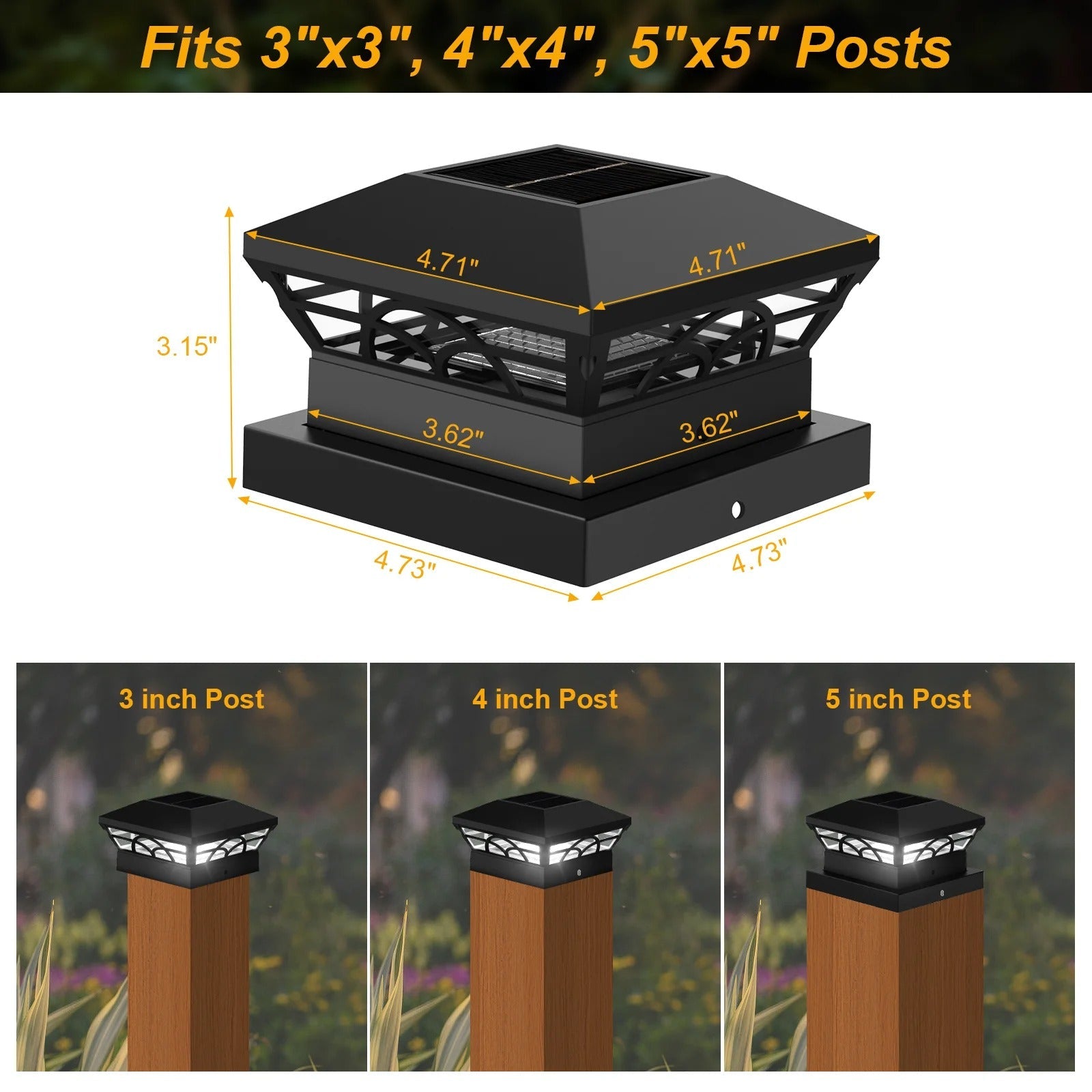 BowLift | Peake Solar Post Cap Light - Durable Outdoor Solar Post Lights for Fence Posts