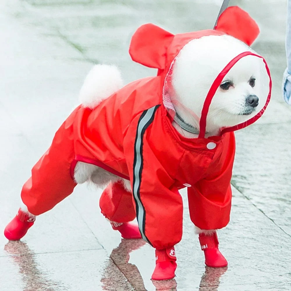 BowLift | Adorable Bear-Themed Full Body Dog Raincoat with Reflective Safety Features
