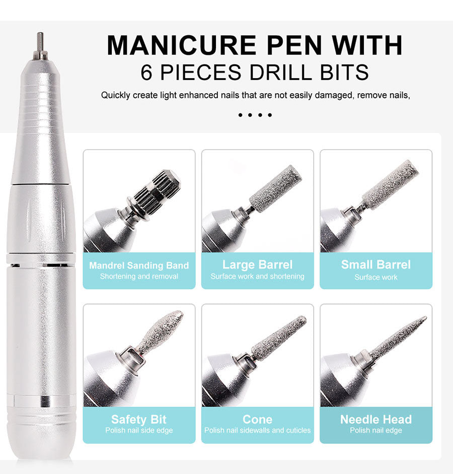 BowLift | ProNail 45000RPM Electric Nail File – Portable Rechargeable E-File for Manicure & Acrylic Nails | Low Noise