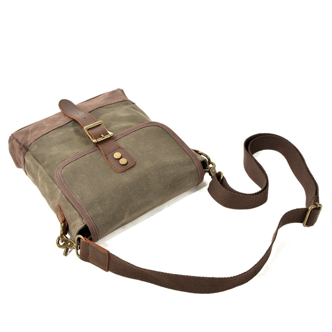 BowLift | HorizonPath - Compact Vintage Shoulder Bag - High-Quality Waxed Cotton and Full-Grain Leather