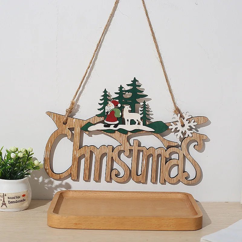 BowLift | Merry Christmas Wooden Door Pendant – Festive Welcome Sign for the Holiday Season