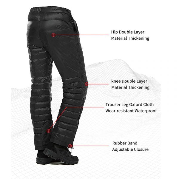 BowLift | Premium Outdoor Thermal Goose Down Trousers – Waterproof & Windproof Winter Pants for Hiking, Camping & Skiing