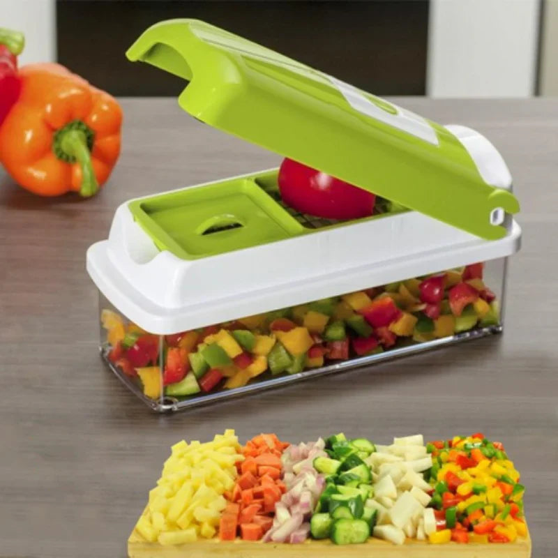 BowLift | 12-in-1 Multifunctional Vegetable Slicer with Interchangeable Blades and Catching Container