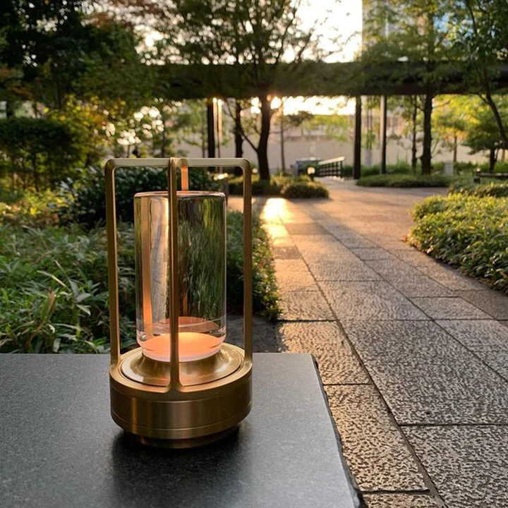 BowLift | Ambient Lantern Cordless Rechargeable Small Night Table Lamp Gold
