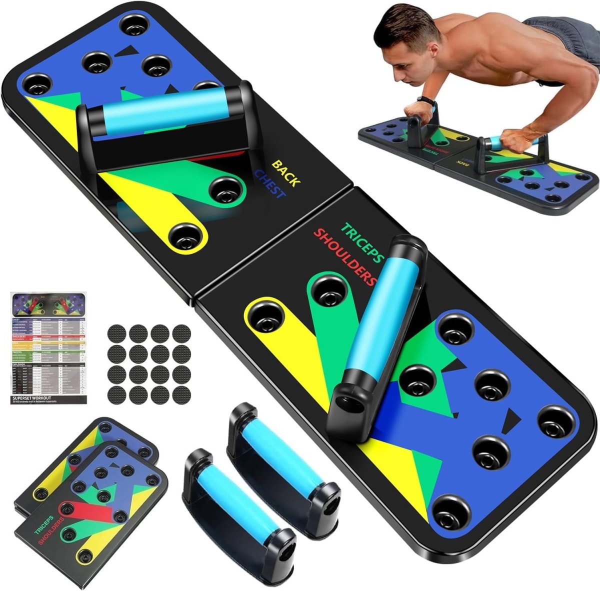 BowLift | Powerflex Push-Up Training Board – Color-Coded Chest, Shoulder & Triceps Workout – Durable & Portable Design – All Fitness Levels