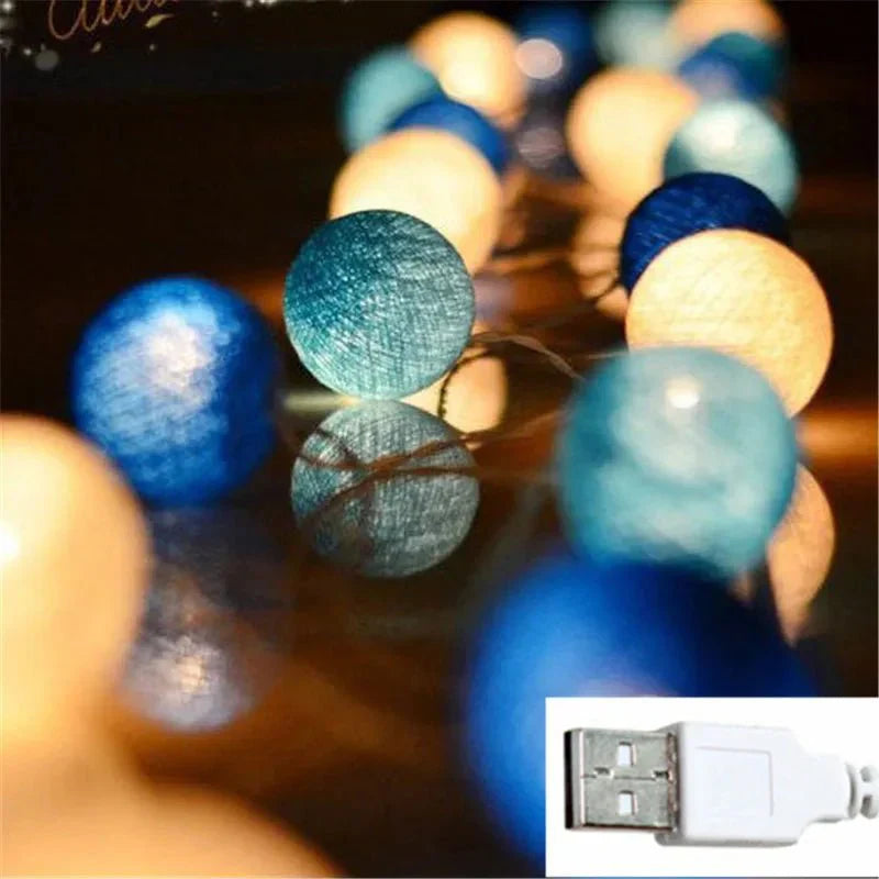 BowLift | Pretty Pastel Cotton Ball Fairy Lights Garland