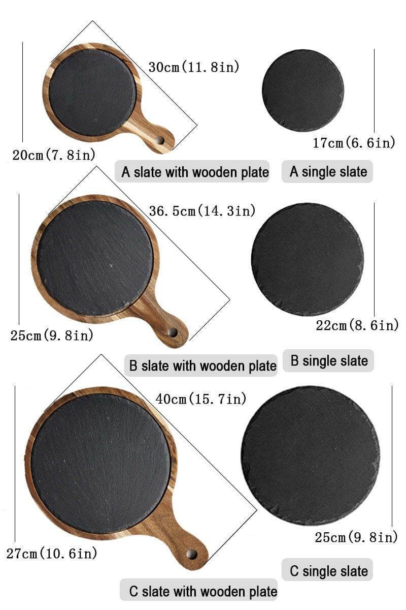 BowLift | Wooden Slate Round Snack Food Plate