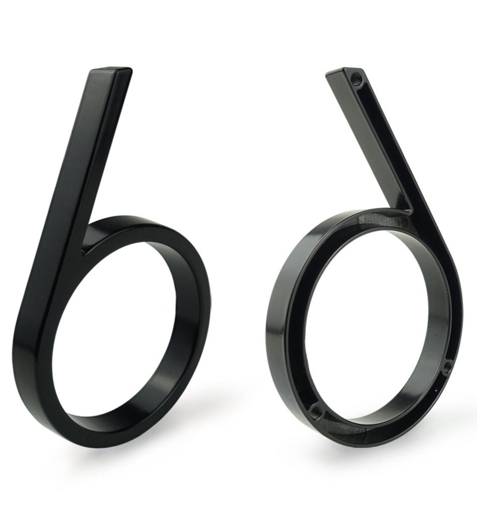 BowLift | Royelux Modern House Numbers - Stainless Zinc Alloy, Black Finish, 5" High