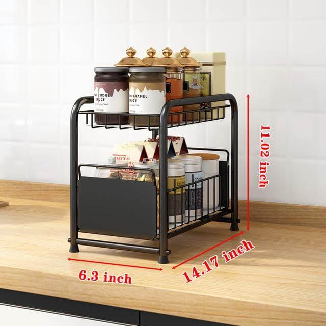 BowLift | 2-Tier Organizer with Sliding Kitchen Storage Drawers