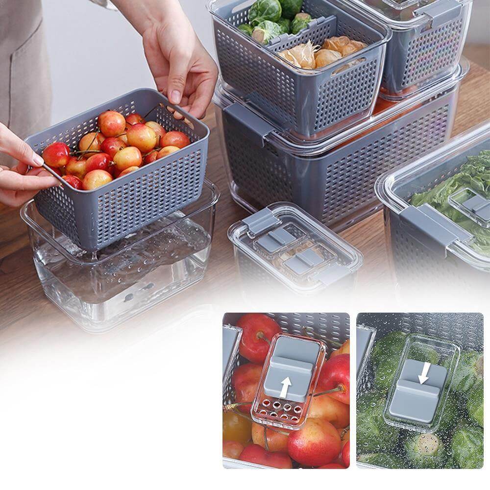 BowLift | Multifunctional Vegetables & Fruit Fridge Drain Organizer Box with Lid