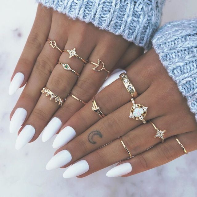BowLift | Fashion Crystal Gold color Geometric Knuckle Rings set