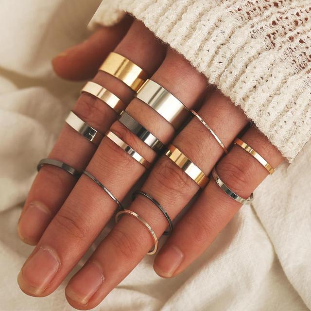 BowLift | Fashion Crystal Gold color Geometric Knuckle Rings set