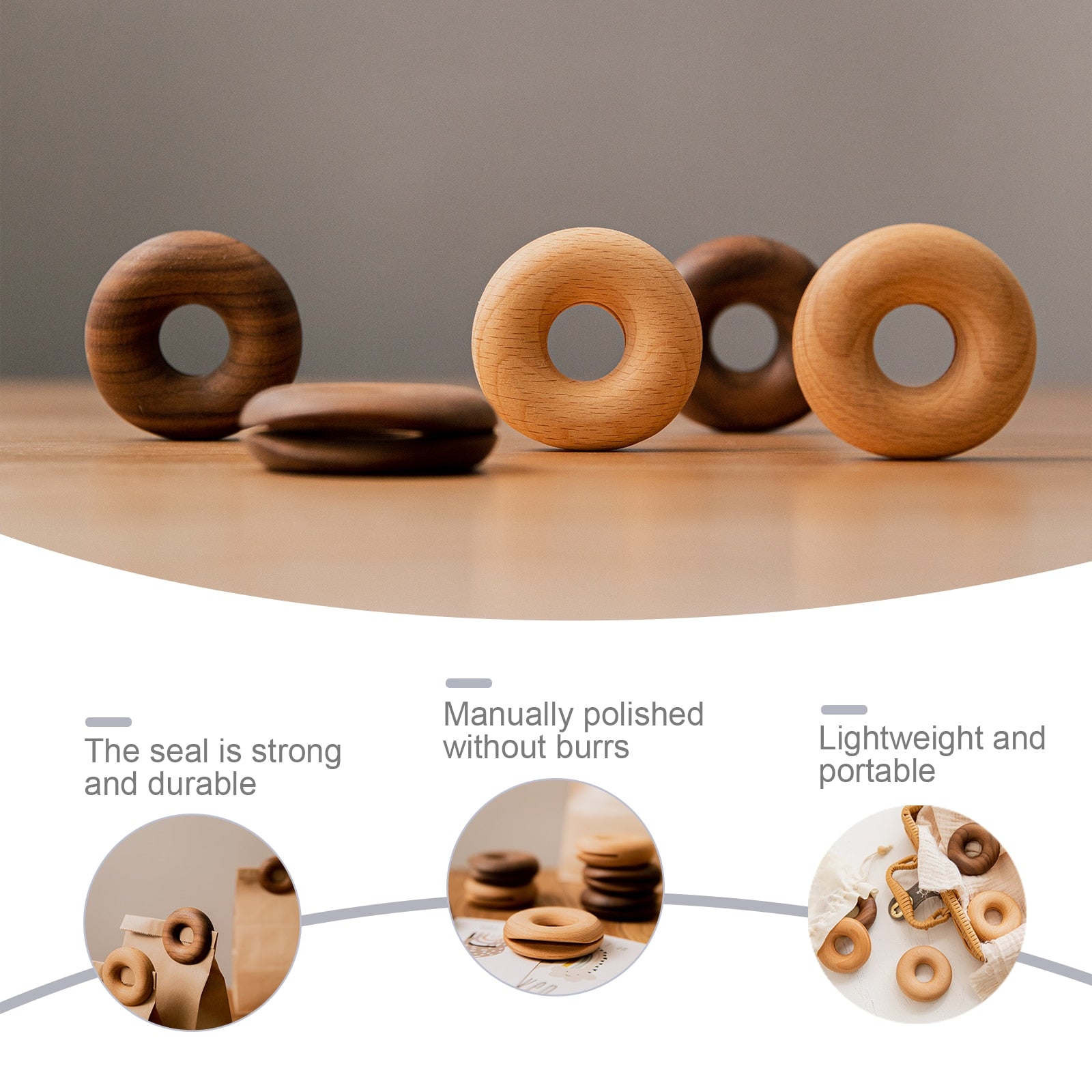BowLift | 6Pcs Wooden Donut Seal Clips