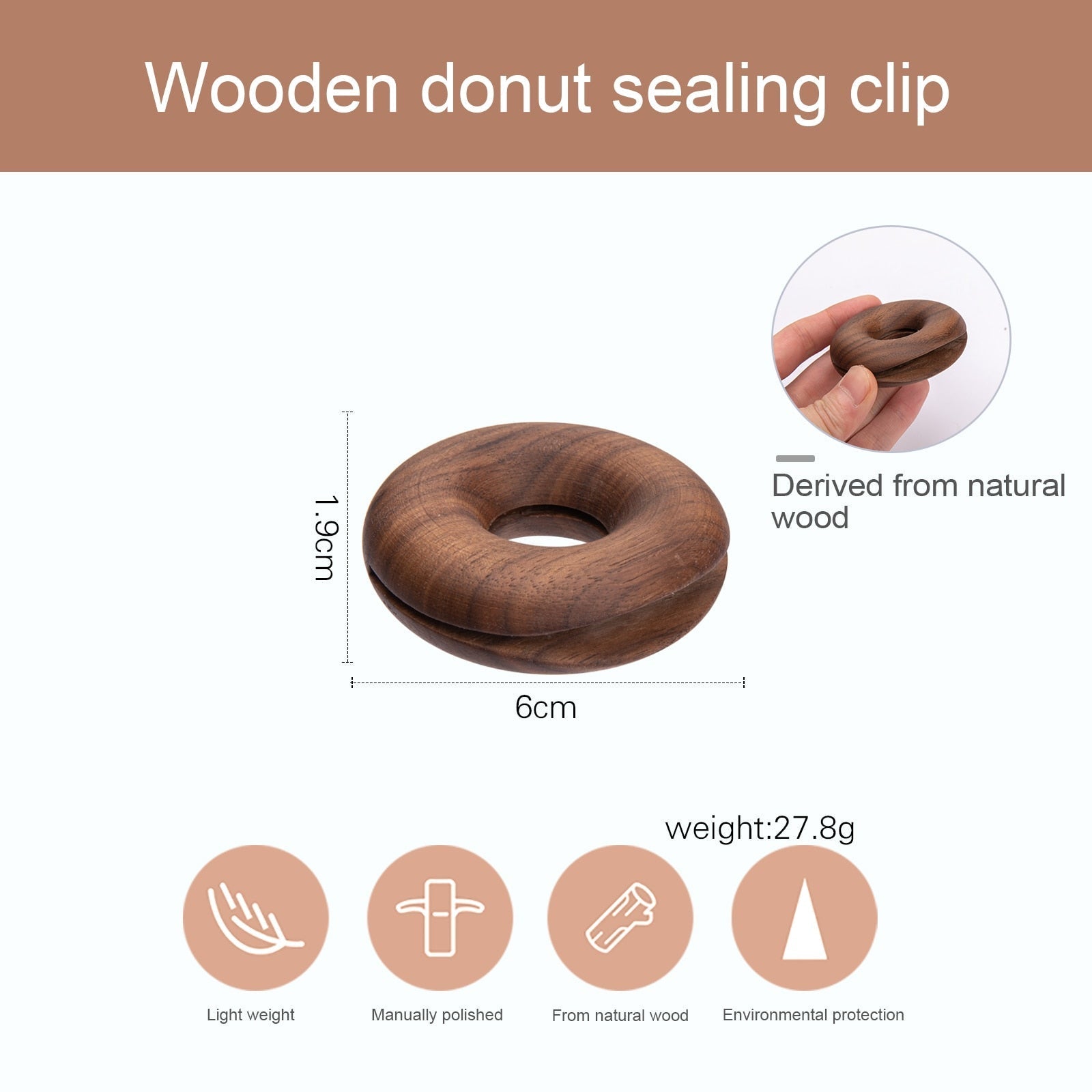 BowLift | 6Pcs Wooden Donut Seal Clips