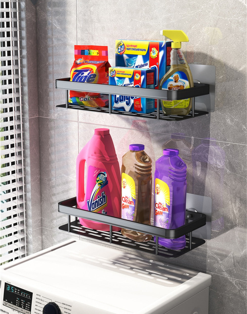 BowLift | Metal Suction Cup Bathroom Shelves