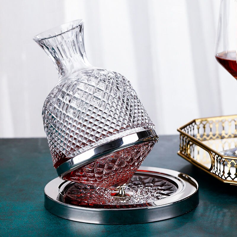 BowLift | Elegant Crystal Spinning Glass Wine Decanter