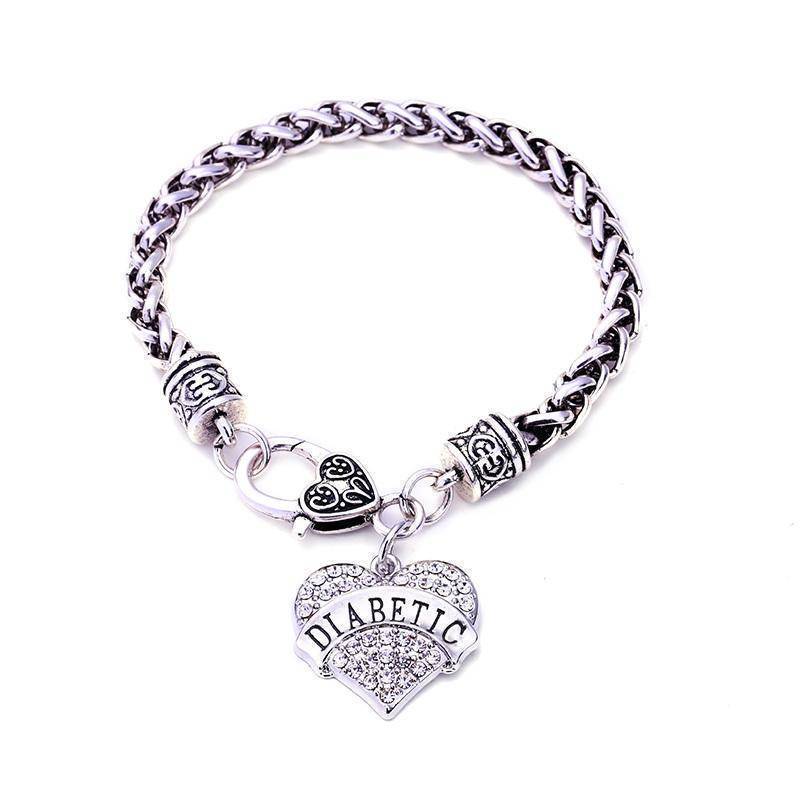 BowLift | Womens Diabetic Medical Alert ID Bracelet - Pink, Blue, Clear or Red Crystal Hearts - Diabetes