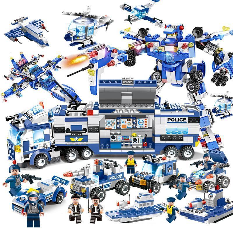 BowLift | 8 IN 1 Robot Aircraft Car City Police SWAT Building Block