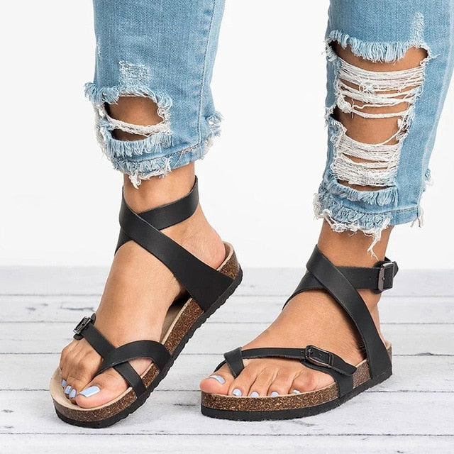 BowLift | Flat leather sandals