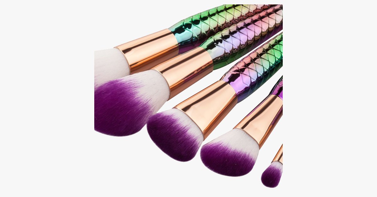BowLift | 7 Pieces Rainbow Mermaid Brush Set - Unique Colorful Brush Set Perfect for Comprehensive Makeup