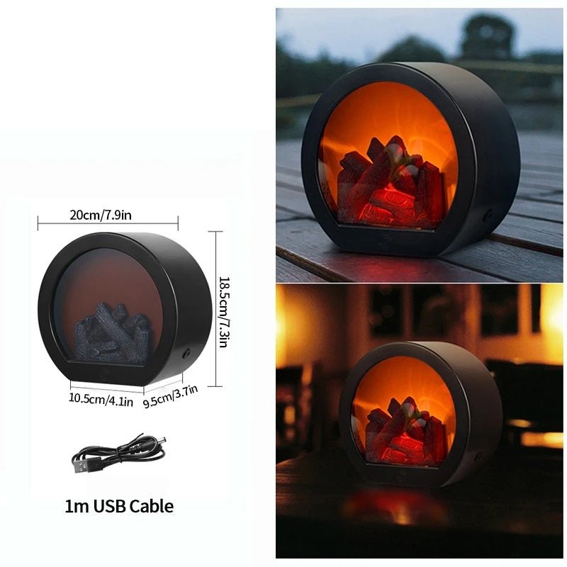 BowLift | Retro Fireplace Lantern – Flickering Flame Night Light for Christmas Charm, USB/Battery-Powered Holiday Décor