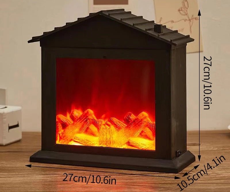 BowLift | Retro Fireplace Lantern – Flickering Flame Night Light for Christmas Charm, USB/Battery-Powered Holiday Décor
