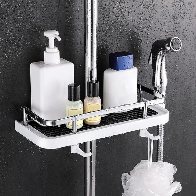 BowLift | Bathroom Shelf Caddy for Shower Rod, No Drilling Pole Shower Storage Shelf Holder