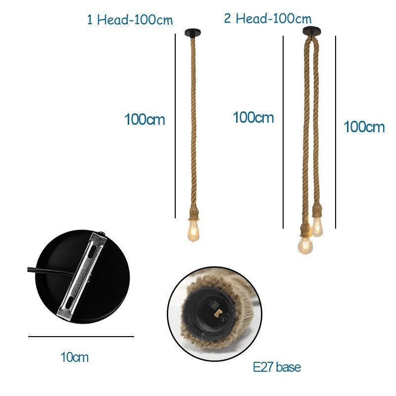 BowLift | Vintage Hemp Rope Pendant Light