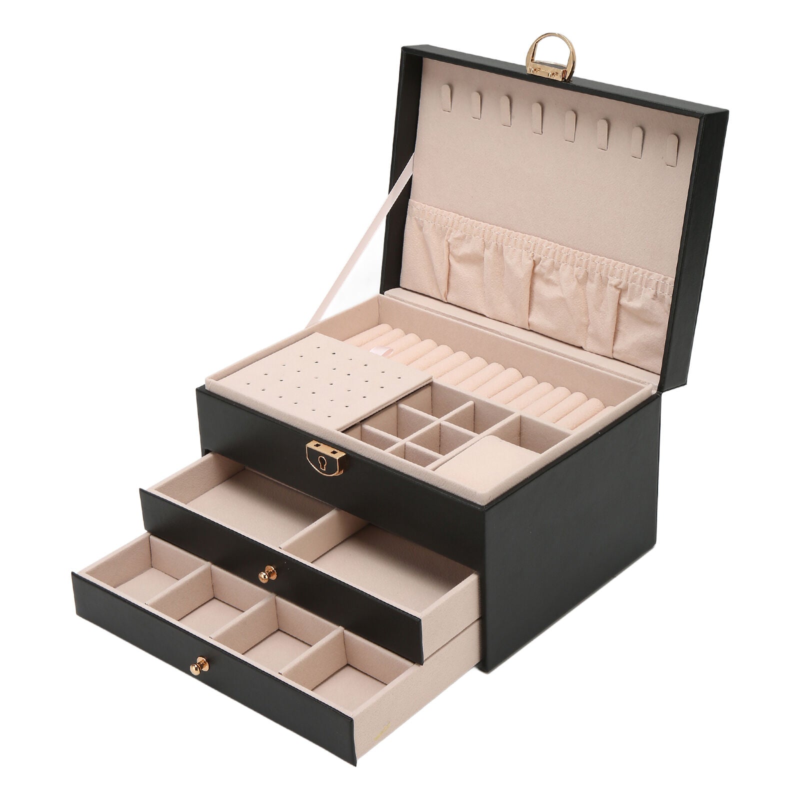 BowLift | Jewelry Box Leather | Lockable Multi-Layer Storage Organizer