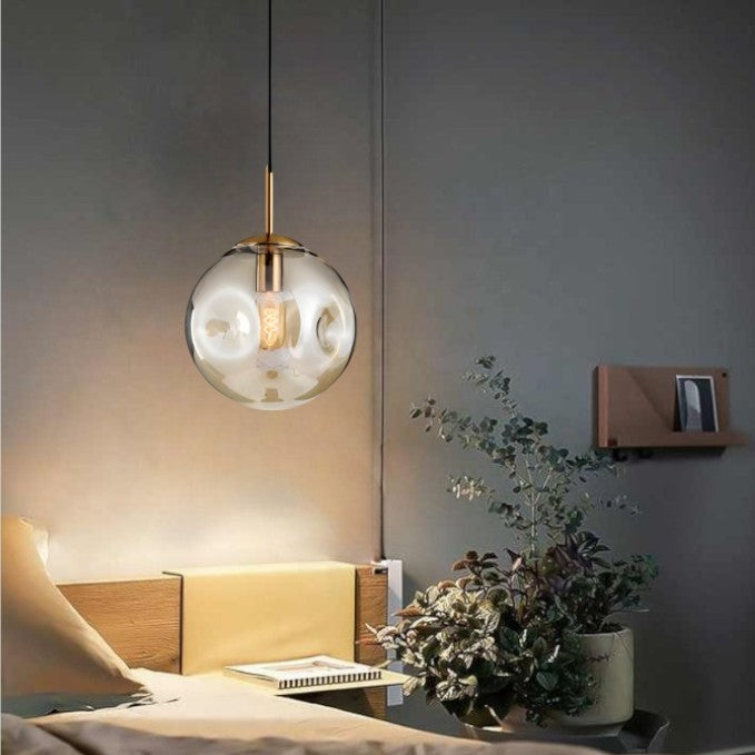 BowLift | Glass Spherical Pendant Light Fixture - Modern Hanging Lamp for Kitchen, Dining Room & Living Spaces