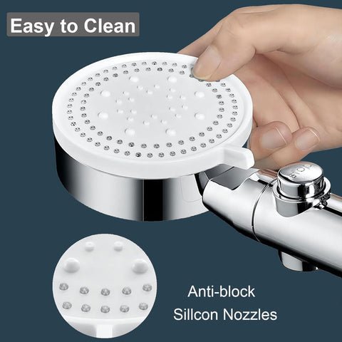 BowLift | 5-Mode Shower Head for Low Pressure | Stop Button for Easy Water Control