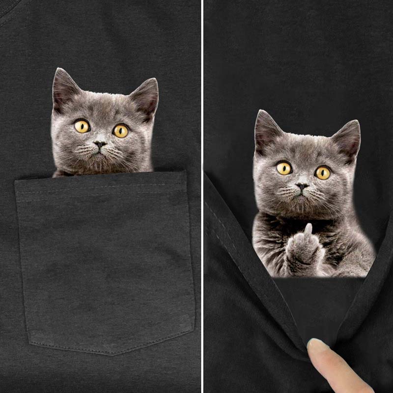 BowLift | Pockets Middle Finger Cat T-Shirt