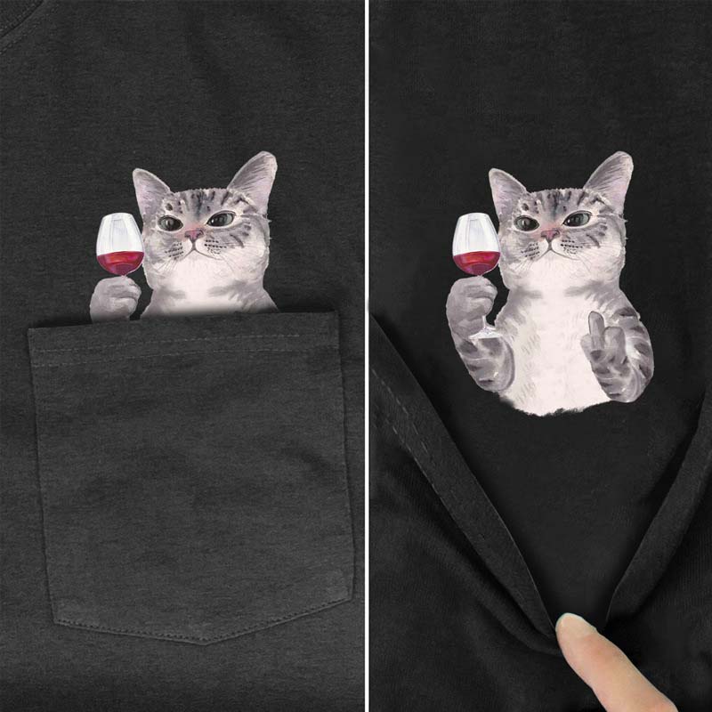 BowLift | Pockets Middle Finger Cat T-Shirt