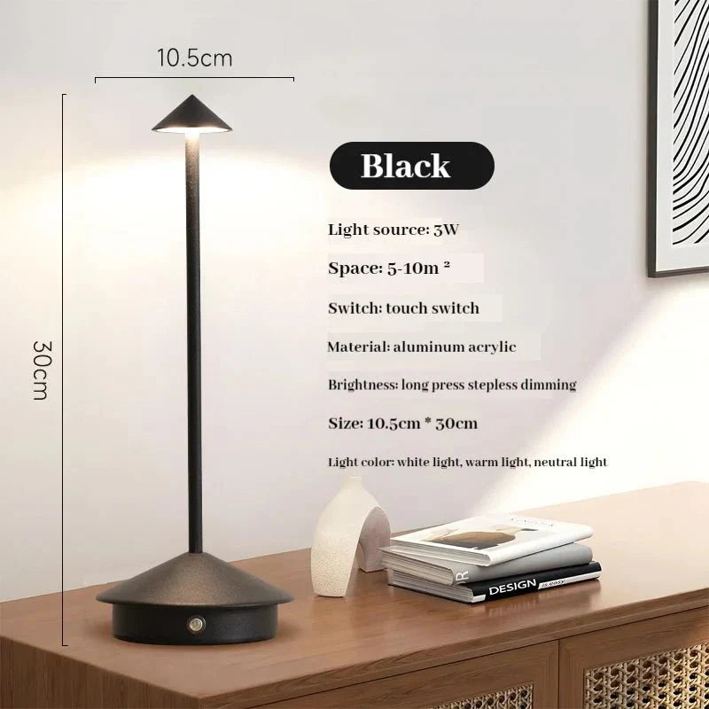 BowLift | Elegant rechargeable metallic table lamp