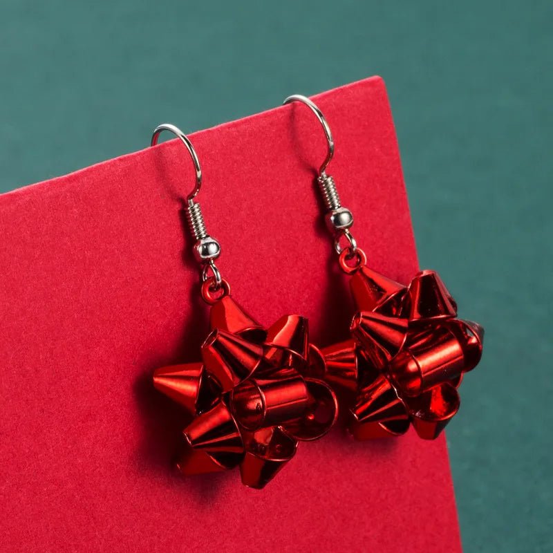 BowLift | Sparkling Christmas Gift Bow Star Earrings – Trendy Christmas Earhooks for a Festive Fashion Statement & Perfect Holiday Gift