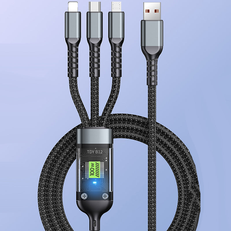BowLift | Transparent glowing 3-in-1 super fast charging cable