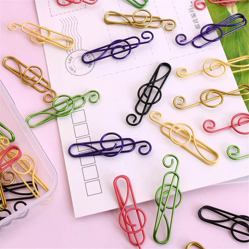 BowLift | Multicolored musical clips in metal (100 pcs)