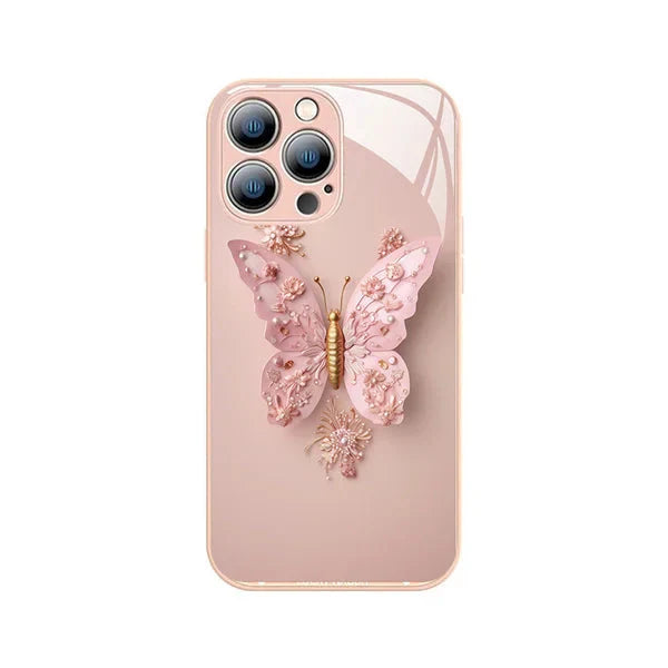 BowLift | Flat 3D glass case with butterfly pattern for iPhone